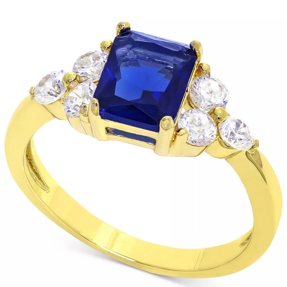 CHARTER CLUB
Gold-Tone Pavé & Blue Emerald-Crystal Ring Size 6 - Picture 1 of 7